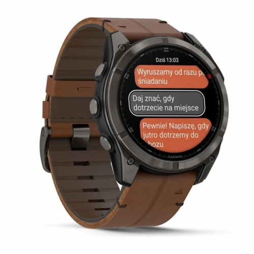 Умные часы Garmin Fenix 8 Pro 51mm AMOLED Sapphire, Titanium Carbon Gray, Chestnut Leather Band, 010-03199-40
