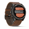 Умные часы Garmin Fenix 8 Pro 51mm AMOLED Sapphire, Titanium Carbon Gray, Chestnut Leather Band, 010-03199-40