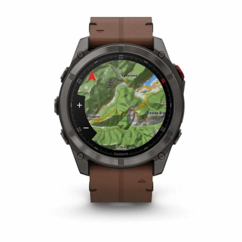 Умные часы Garmin Fenix 8 Pro 51mm AMOLED Sapphire, Titanium Carbon Gray, Chestnut Leather Band, 010-03199-40
