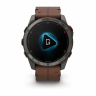 Умные часы Garmin Fenix 8 Pro 51mm AMOLED Sapphire, Titanium Carbon Gray, Chestnut Leather Band, 010-03199-40