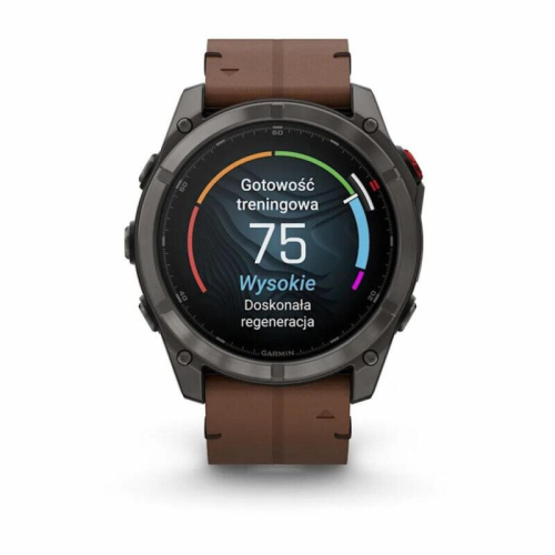 Умные часы Garmin Fenix 8 Pro 51mm AMOLED Sapphire, Titanium Carbon Gray, Chestnut Leather Band, 010-03199-40
