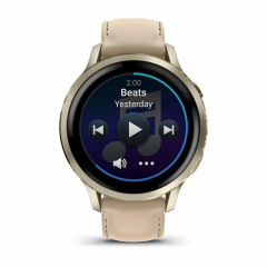 Умные часы Garmin Venu 4 41mm, Lunar Gold, Leather Band, 010-03013-03